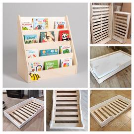 Libreria Montessori bambini in legno non trattato 