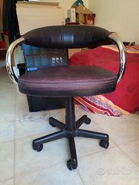 Sedia da ufficio vintage regolabile con ruote 