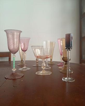 Calici veneziani in vetro soffiato di Murano