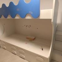 letto a castello con pedana e cassetti 
