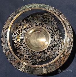 centrotavola in cristallo e argento 925