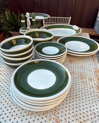 Set vintage ceramica con bordo verde Alessi Nove