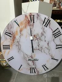 Orologio effetto marmo bianco in vetro