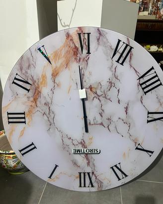 Orologio effetto marmo bianco in vetro