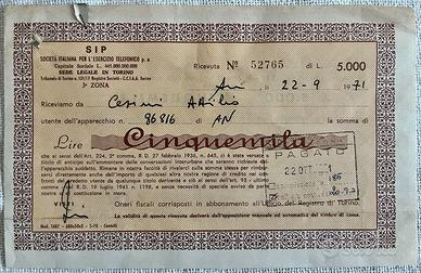 Documento antico della SIP del 1971 - telefonia