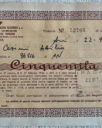Documento antico della SIP del 1971 - telefonia
