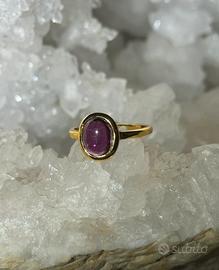 Anello granato argento 925s placcato oro