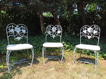 Sedie antiche in metallo zincato