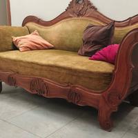 Divano Antico "a Barca" Luigi Filippo intagliato