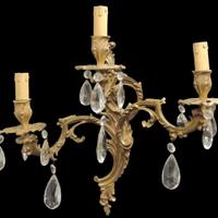 Lampada da parete a tre bracci con gocce cristallo