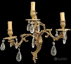 Lampada da parete a tre bracci con gocce cristallo