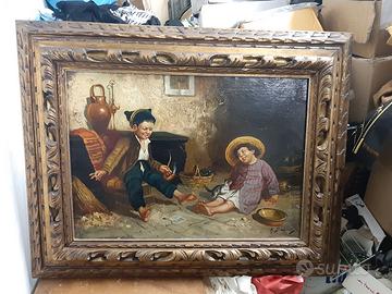 Antico quadro olio su tela R. Barbieri.