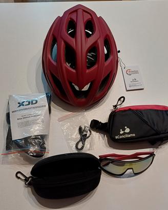 Set adulto casco e occhiali per bicicletta MTB
