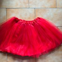 Gonna  tulle tutu rossa 36 cm 8-10 anni