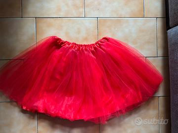 Gonna  tulle tutu rossa 36 cm 8-10 anni