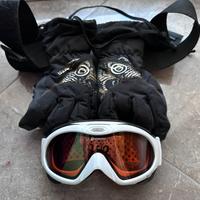 Maschera e guanti snowboard/sci donna