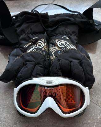 Maschera e guanti snowboard/sci donna