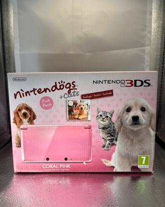 Nintendo 3DS Coral Pink Nintendogs + Cats COMPLETA