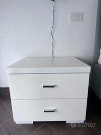 Comodino Laccato Bianco 2 Cassetti
