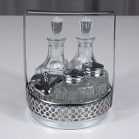 Set olio aceto sale pepe vetro metallo anni 60