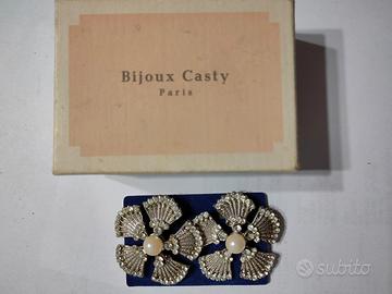 Bijoux CASTY coppia orecchini a clip perla/strass