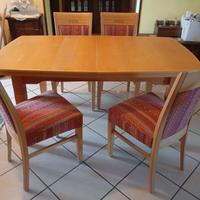 Tavolo da pranzo allungabile con 4 sedie imbottite