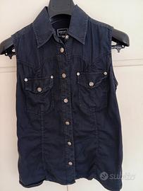 Camicia jeans smanicata donna Versace.