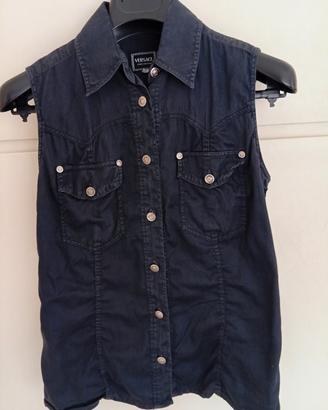 Camicia jeans smanicata donna Versace.