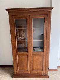 Libreria vetrina in legno 2 ante stile arte povera