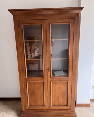 Libreria vetrina in legno 2 ante stile arte povera