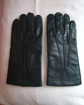 Guanti nuovi uomo pelle nera e scamosciata nera