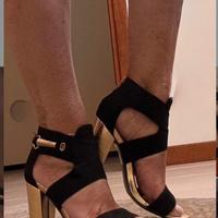 Scarpe sandali neri tg 38 tacco oro