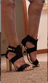 Scarpe sandali neri tg 38 tacco oro
