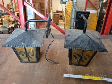 Coppia lanterne ferro vintage da esterno giardino