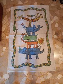 Tappeto in cotone con disegni di animali 138x92 cm