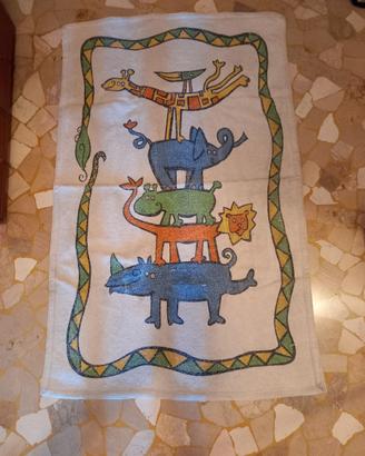 Tappeto in cotone con disegni di animali 138x92 cm