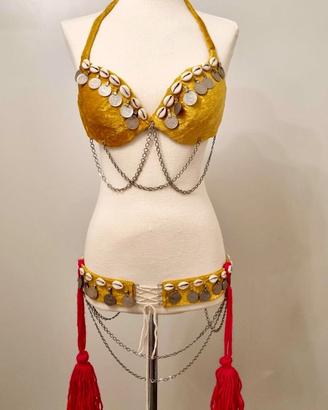 Set Tribal Fusion velluto oro + monete/conchiglie