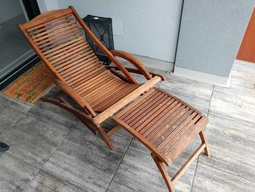 Sedia sdraio legno con poggiapiedi