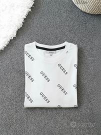 Maglietta Estiva GUESS Bianca Logo All-Over
