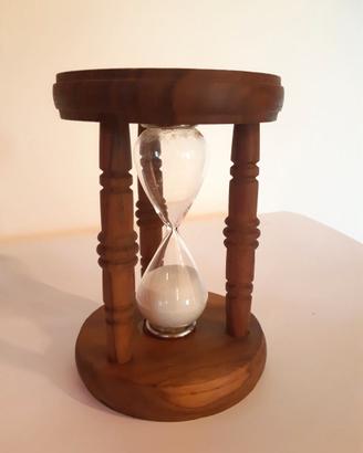 Legno d'ulivo e vetro,  clessidra