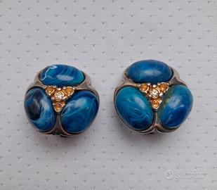 Orecchini vintage blu e oro