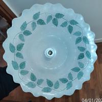 Lampadario Bianco con Foglie Verdi Country Vintage