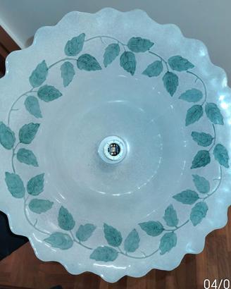 Lampadario Bianco con Foglie Verdi Country Vintage