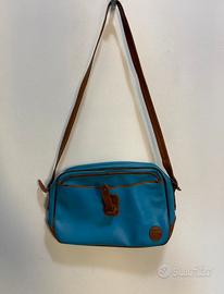 Trussardi borsa a tracolla azzurra e cuoio vintage