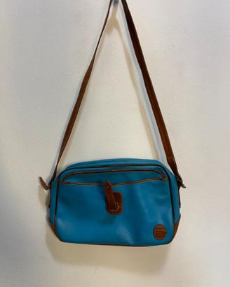 Trussardi borsa a tracolla azzurra e cuoio vintage