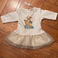 Vestitino in cotone felpato e tulle glitter