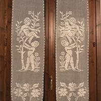 Coppia di tende fatte a mano uncinetto