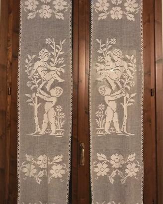 Coppia di tende fatte a mano uncinetto