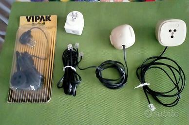cavo,  2 spine/prese telefoniche vintage e 2 nuove