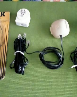 cavo,  2 spine/prese telefoniche vintage e 2 nuove